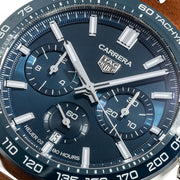  Shop Authentic Tag Heuer Carrera Automatic Chronograph Blue Dial Brown Leather Strap Watch for Men - CBN2A1A.FC6537 - Luxxuri