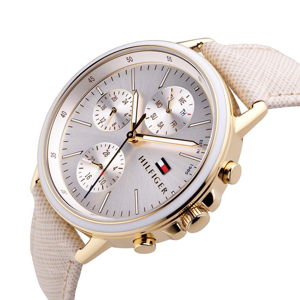  Shop Authentic Tommy Hilfiger Carly Silver Dial Cream Leather Strap Watch for Women - 1781790 - Luxxuri