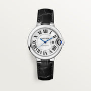  Shop Authentic Cartier Ballon Bleu De Cartier Silver Dial Black Leather Strap Watch for Women - WSBB0030 - Luxxuri