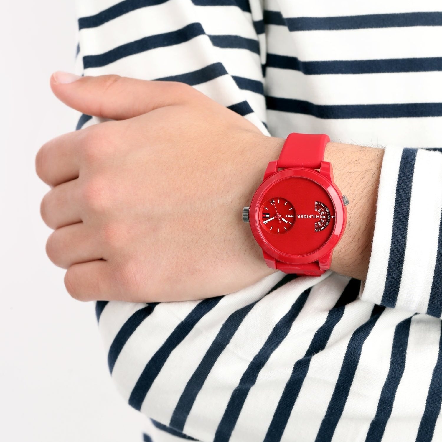  Shop Authentic Tommy Hilfiger Denim Red Dial Red Rubber Strap Watch for Men - 1791557 - Luxxuri