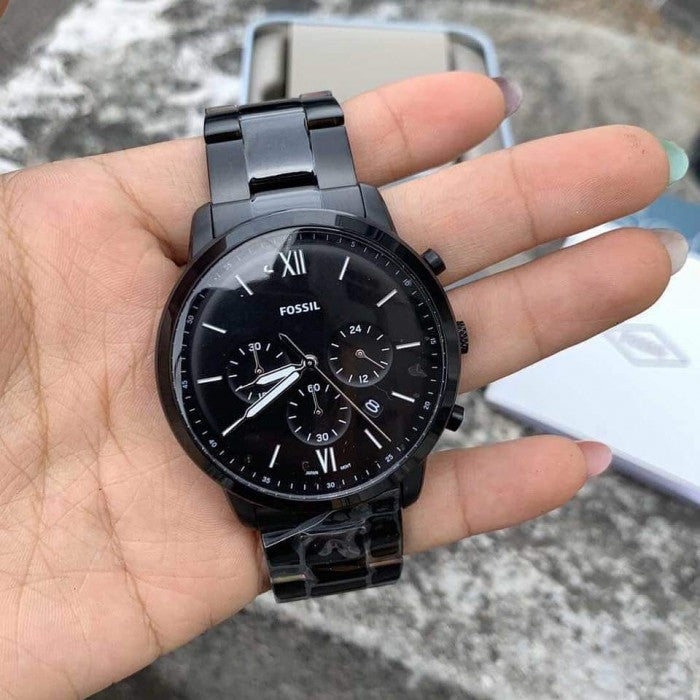  Shop Authentic Fossil Neutra Chronograph Black Dial Black Steel Strap Watch for Men - FS5474 - Luxxuri