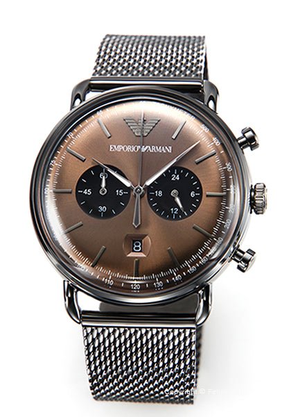  Shop Authentic Emporio Armani Aviator Brown Dial Grey Mesh Bracelet Watch For Men - AR11141 - Luxxuri