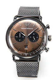  Shop Authentic Emporio Armani Aviator Brown Dial Grey Mesh Bracelet Watch For Men - AR11141 - Luxxuri