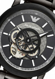  Shop Authentic Emporio Armani Meccanico Automatic Black Dial Black Steel Strap Watch For Men - AR60010 - Luxxuri