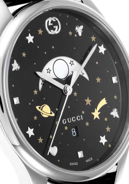  Shop Authentic Gucci G-Timeless Moonphase Black Dial Black Leather Strap Watch For Men - YA126327 - Luxxuri