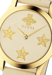  Shop Authentic Gucci G Timeless White Dial White Leather Strap Watch For Women - YA1264096 - Luxxuri