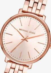  Shop Authentic Michael Kors Pyper Three-Hand Rose Gold Dial Rose Gold Steel Strap Watch For Women - MK3897 - Luxxuri