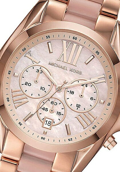  Shop Authentic Michael Kors Bradshaw Chronograph Pink Dial Two Tone Steel Strap Watch For Women - MK6830 - Luxxuri