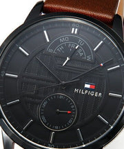  Shop Authentic Tommy Hilfiger Hunter Black Dial Brown Leather Strap Watch for Men - 1791604 - Luxxuri
