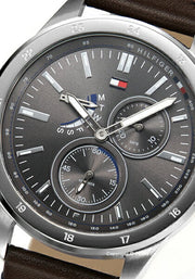  Shop Authentic Tommy Hilfiger Austin Grey Dial Brown Leather Strap Watch for Men - 1791637 - Luxxuri