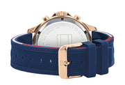  Shop Authentic Tommy Hilfiger Bank Multifunction Quartz White Dial Blue Rubber Strap Watch for Men - 1791778 - Luxxuri