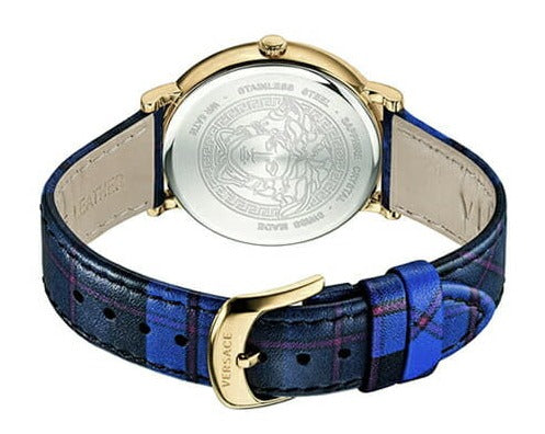  Shop Authentic Versace V-Circle Black Dial Blue Leather Strap Watch for Women - VE8100218 - Luxxuri