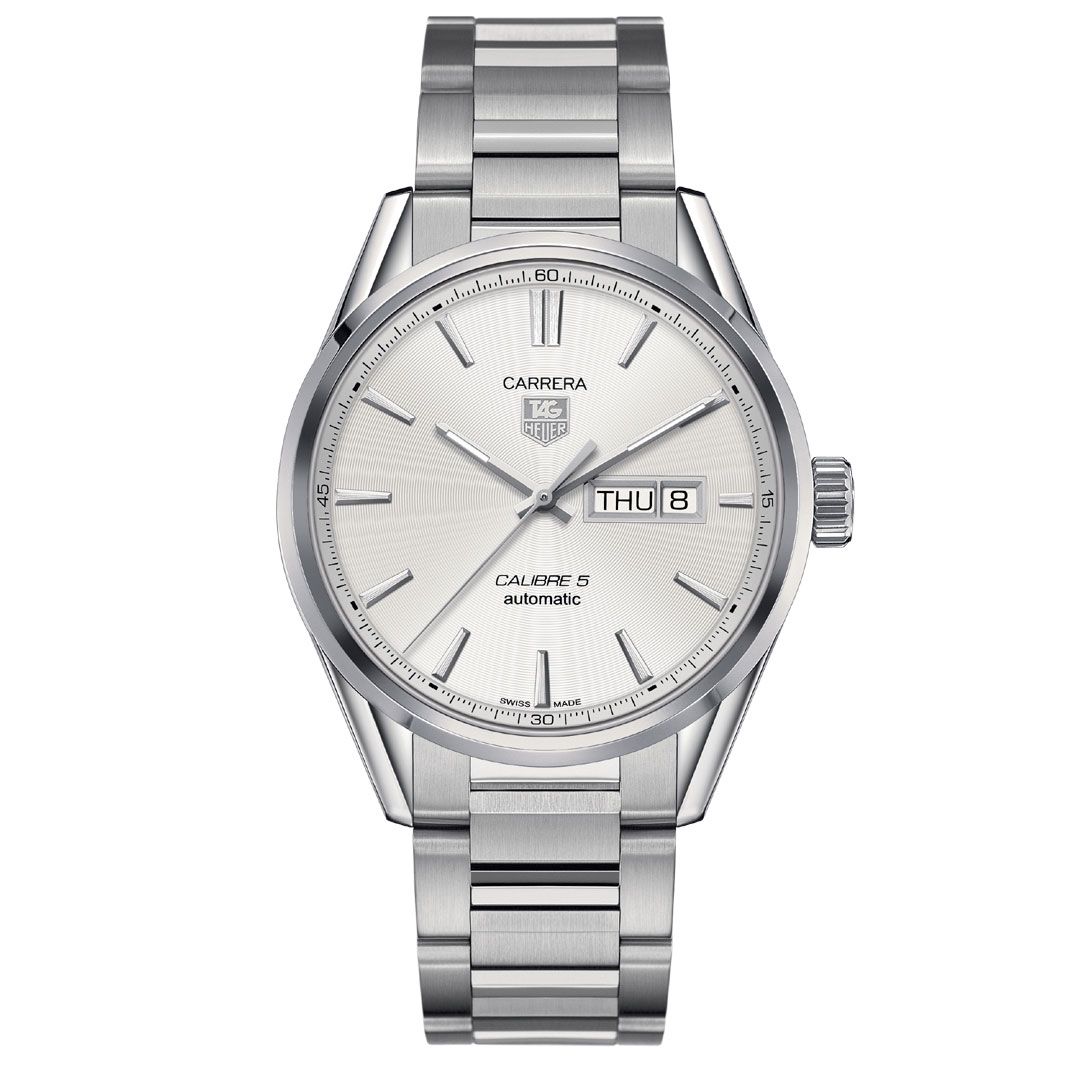  Shop Authentic Tag Heuer Carrera Calibre 5 Automatic White Dial Silver Steel Strap Watch for Men - WAR201B.BA0723 - Luxxuri