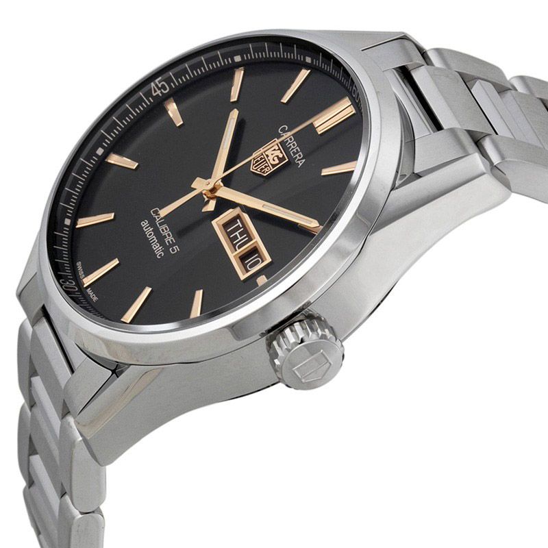  Shop Authentic Tag Heuer Carrera Calibre 5 Automatic Black Dial Silver Steel Strap Watch for Men - WAR201C.BA0723 - Luxxuri