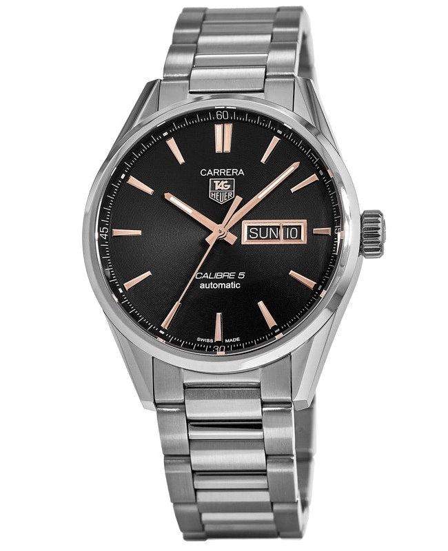  Shop Authentic Tag Heuer Carrera Calibre 5 Automatic Black Dial Silver Steel Strap Watch for Men - WAR201C.BA0723 - Luxxuri