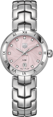  Shop Authentic Tag Heuer Link Diamonds Pink Dial Silver Steel Strap Watch for Women - WAT1415.BA0954 - Luxxuri