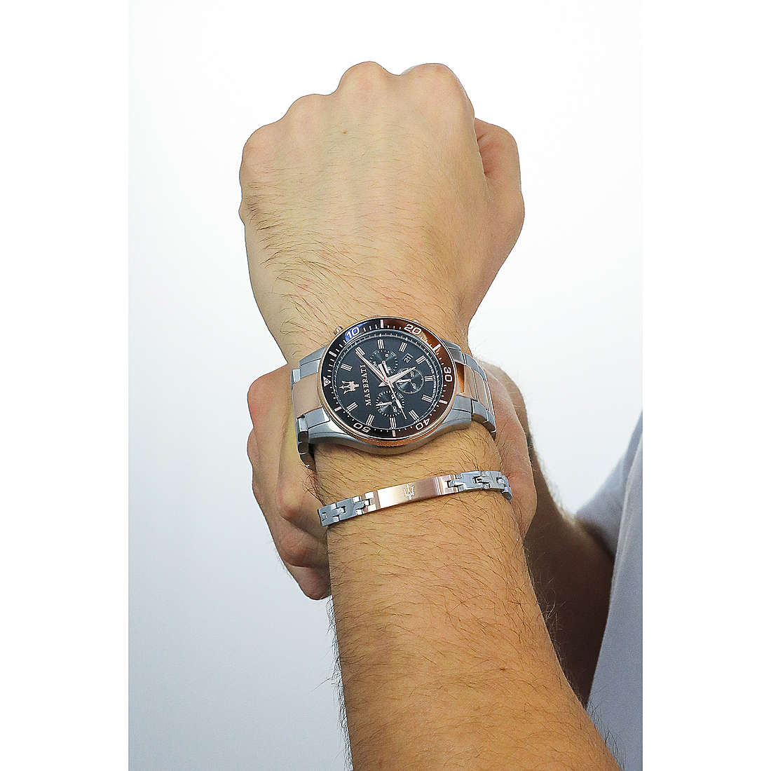  Shop Authentic Maserati SFIDA Chronograph Black Dial Two Tone Steel Strap Watch For Men - R8873640009 - Luxxuri