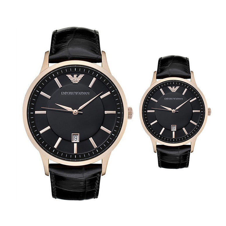  Shop Authentic Emporio Armani Renato Quartz Black Dial Black Leather Strap Watch For Men - AR2425 - Luxxuri