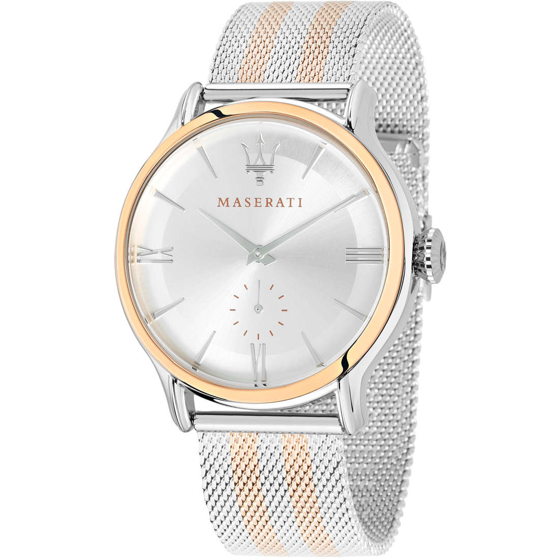  Shop Authentic Maserati Epoca Silver Dial Two Tone Mesh Bracelet Watch For Men - R8853118005 - Luxxuri