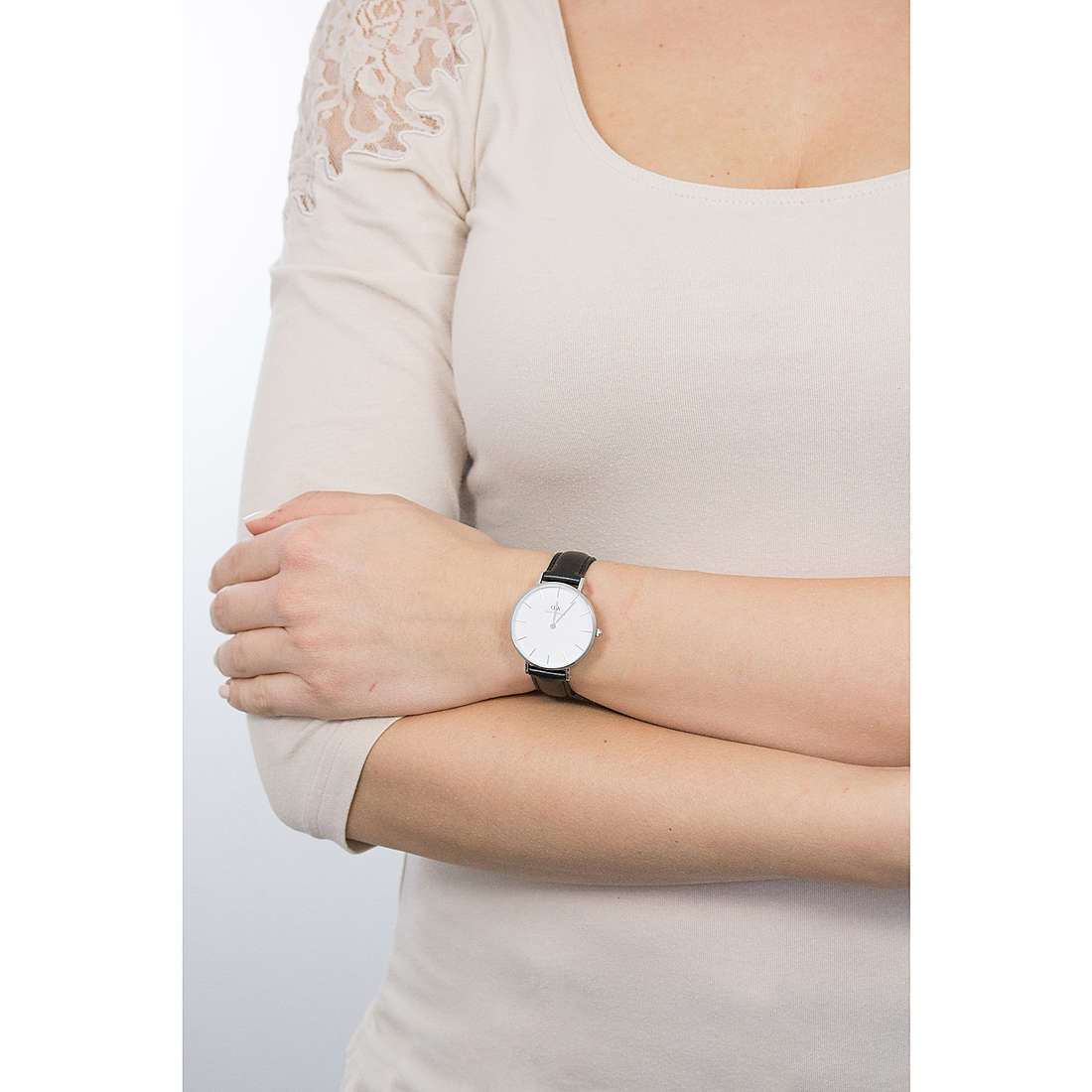 Shop Authentic Daniel Wellington Classic Petite Sheffield White Dial Black Leather Strap Watch For Women - DW00100186 - Luxxuri