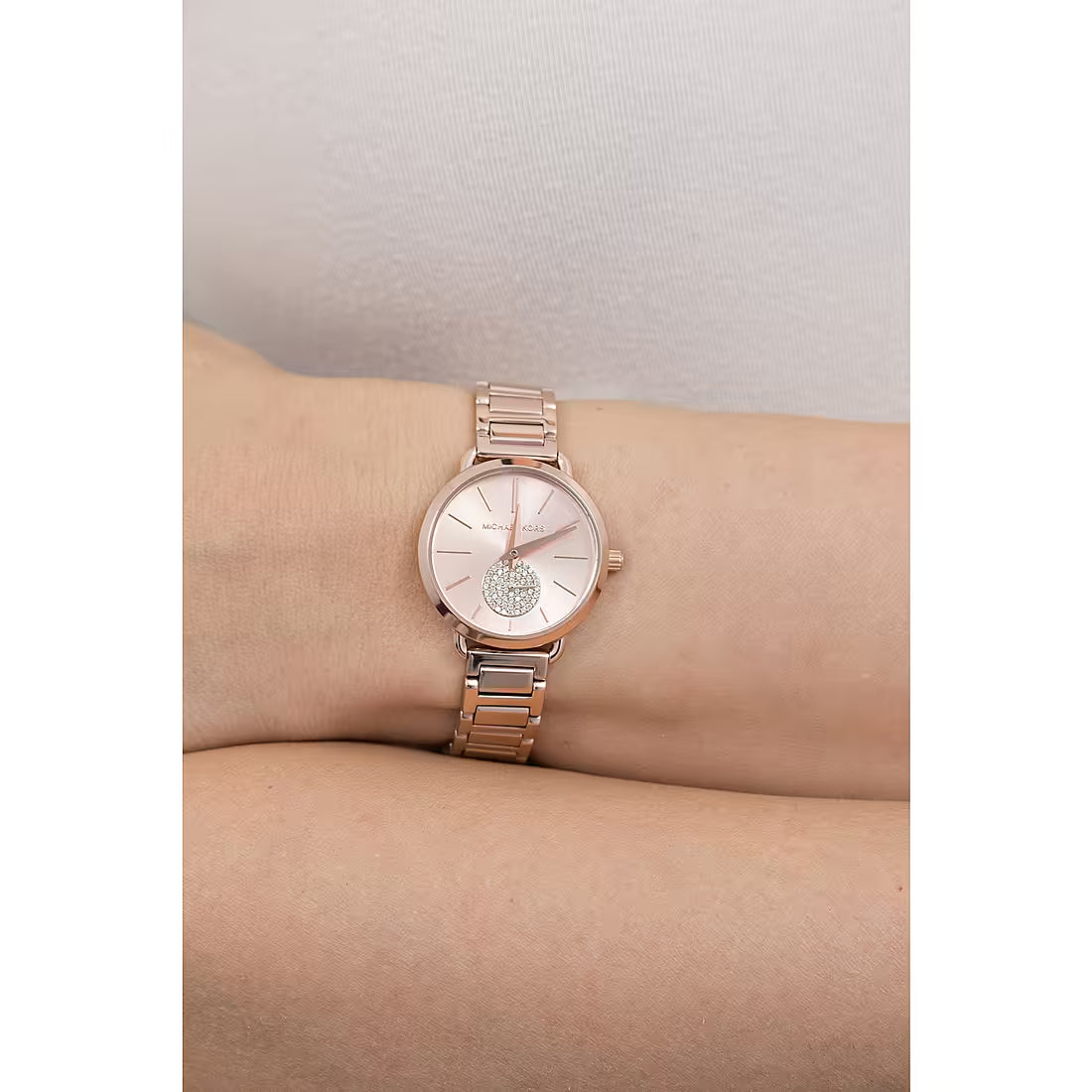  Shop Authentic Michael Kors Portia Analog Quartz Rose Gold Dial Rose Gold Steel Strap Watch For Women - MK3839 - Luxxuri