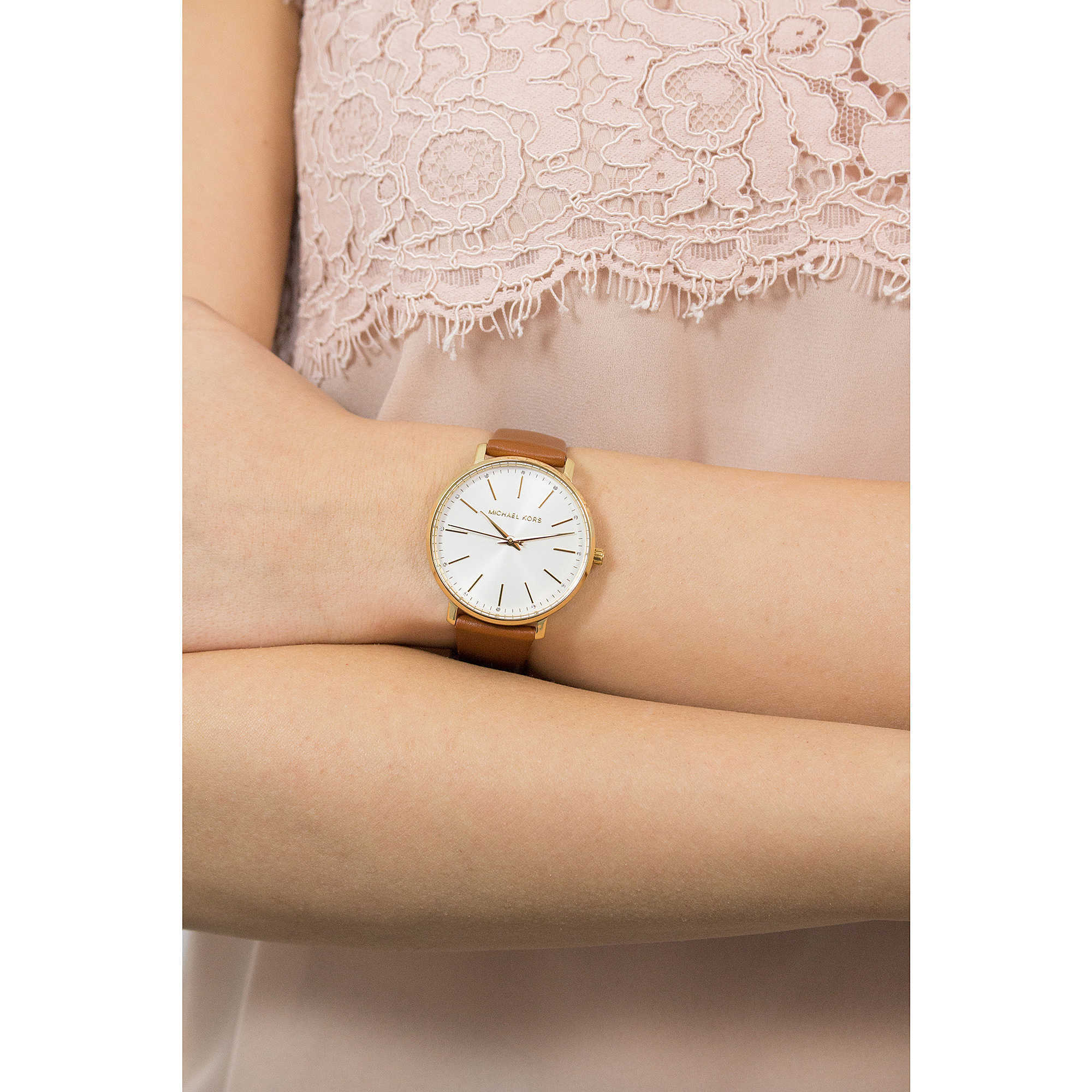  Shop Authentic Michael Kors Pyper Quartz Silver Dial Brown Leather Watch For Women - MK2740 - Luxxuri