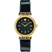  Shop Authentic Versace Greca Meander Black Dial Black Leather Strap Watch for Women - VELW00420 - Luxxuri
