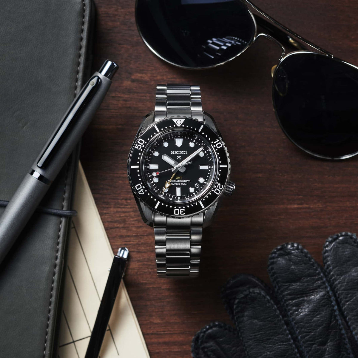  Shop Authentic Seiko Prosprex Dark Depths GMT Automatic Black Dial Silver Steel Strap Watch For Men - SPB383J1 - Luxxuri