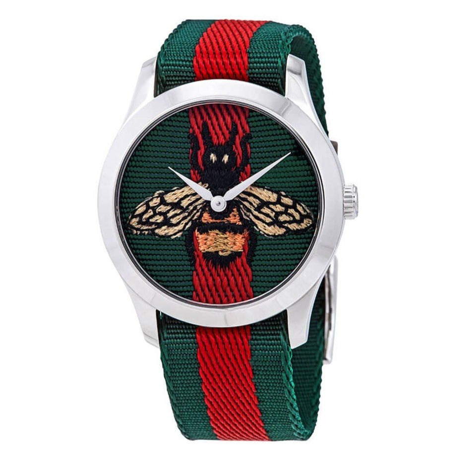  Shop Authentic Gucci Le Marche des Merveilles Red & Green Dial Red & Green Nylon Strap Unisex Watch - YA1264060 - Luxxuri