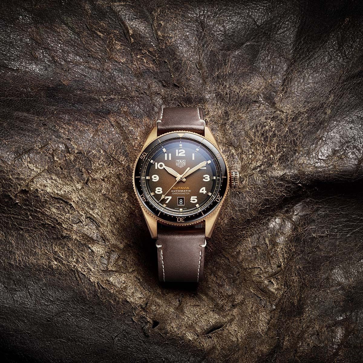  Shop Authentic Tag Heuer Autavia Brown Dial Brown Leather Strap Watch for Men - WBE5191.FC8276 - Luxxuri