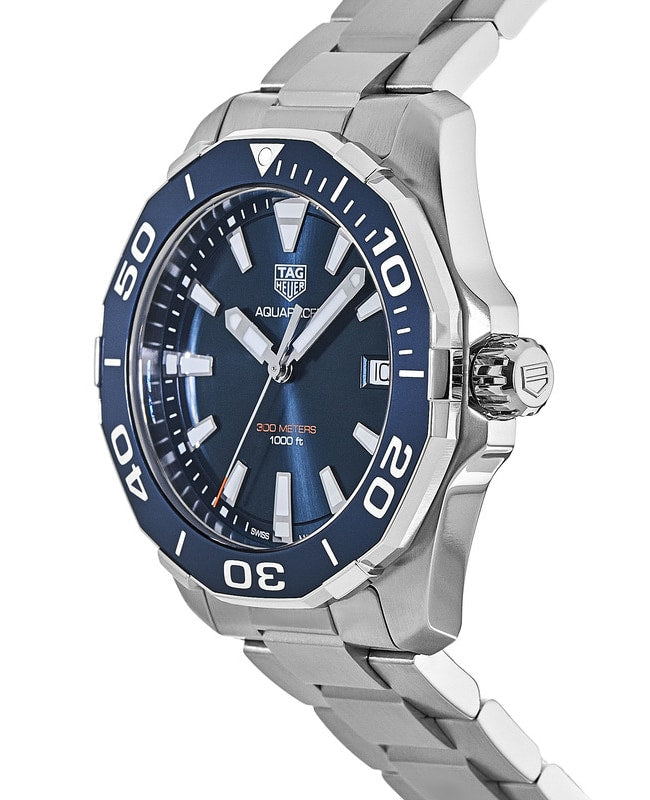  Shop Authentic Tag Heuer Aquaracer Blue Dial Quartz Silver Steel Strap Watch for Men - WAY111C.BA0928 - Luxxuri