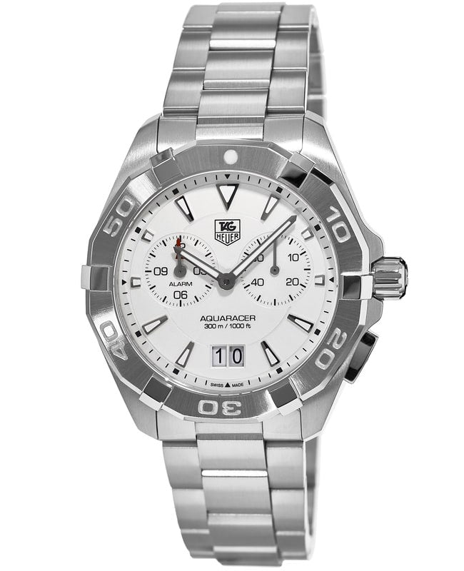  Shop Authentic Tag Heuer Aquaracer Chronograph White Dial Silver Steel Strap Watch for Men - WAY111Y.BA0928 - Luxxuri
