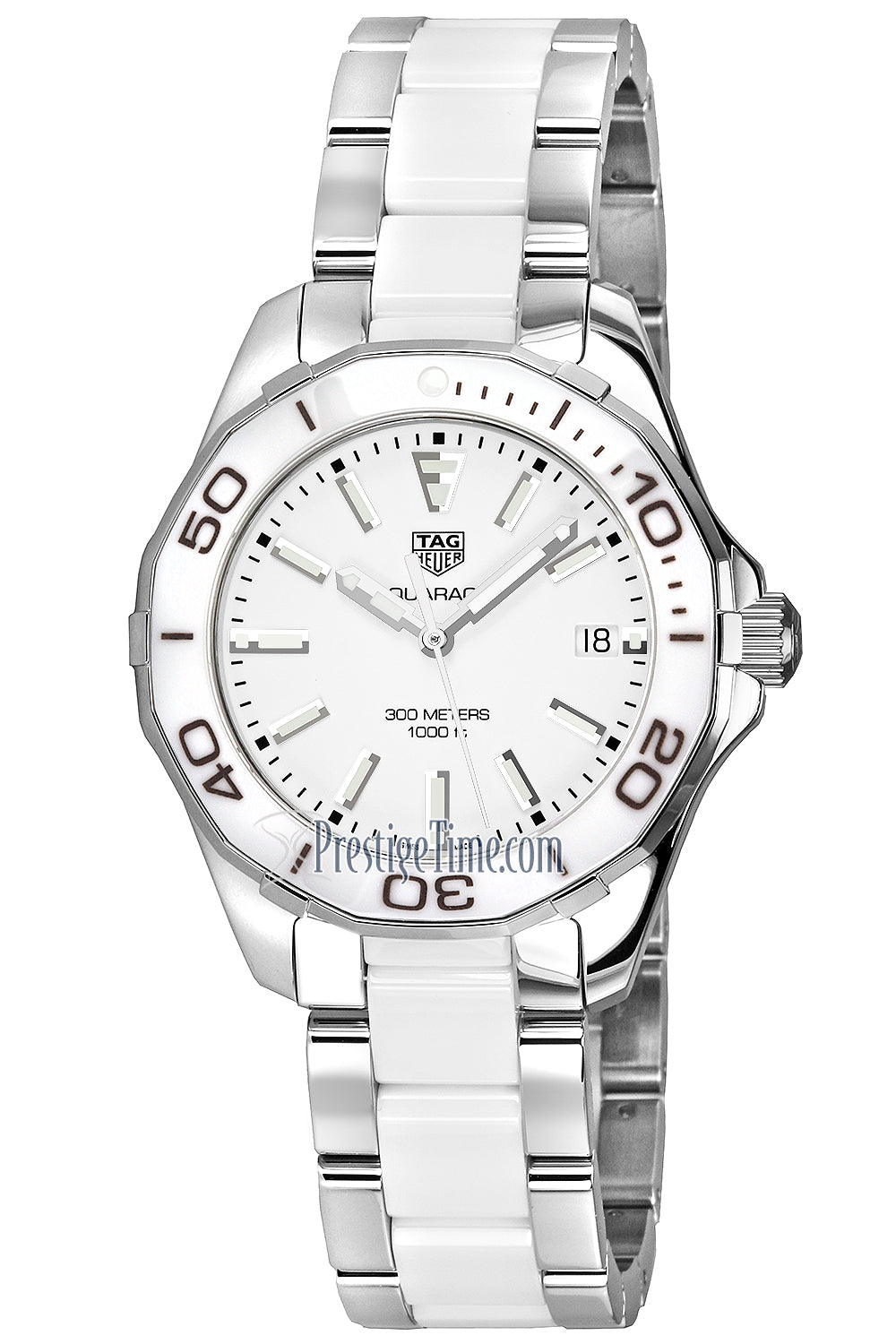  Shop Authentic Tag Heuer Aquaracer Quartz White Dial Two Tone Steel Strap Watch Women - WAY131B.BA0914 - Luxxuri