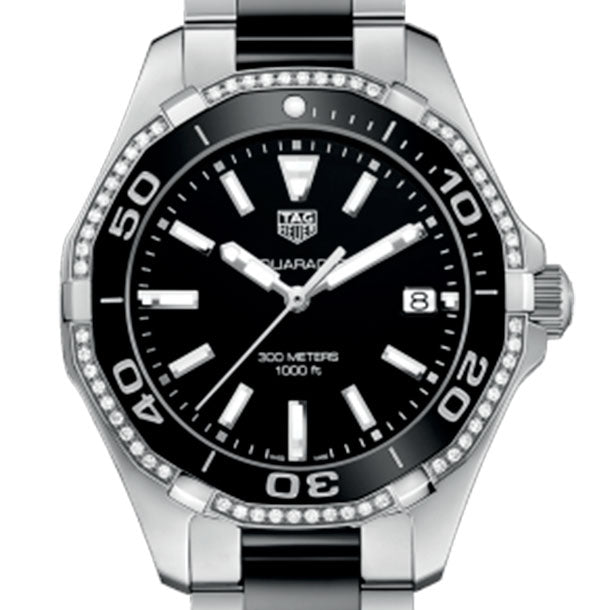  Shop Authentic Tag Heuer Aquaracer Quartz Diamonds Black Dial Two Tone Steel Strap Watch for Women - WAY131G.BA0913 - Luxxuri