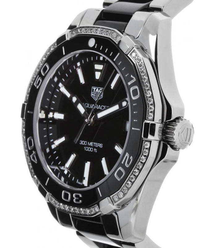  Shop Authentic Tag Heuer Aquaracer Quartz Diamonds Black Dial Two Tone Steel Strap Watch for Women - WAY131G.BA0913 - Luxxuri