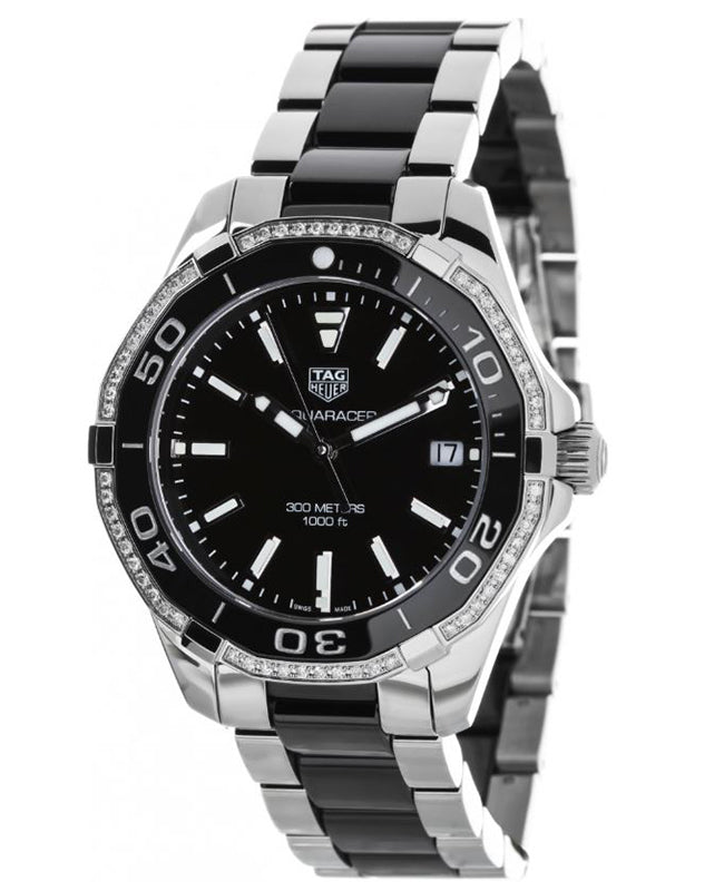  Shop Authentic Tag Heuer Aquaracer Quartz Diamonds Black Dial Two Tone Steel Strap Watch for Women - WAY131G.BA0913 - Luxxuri
