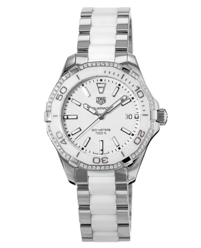  Shop Authentic Tag Heuer Aquaracer Diamonds White Dial Two Tone Steel Strap Watch for Women - WAY131H.BA0914 - Luxxuri