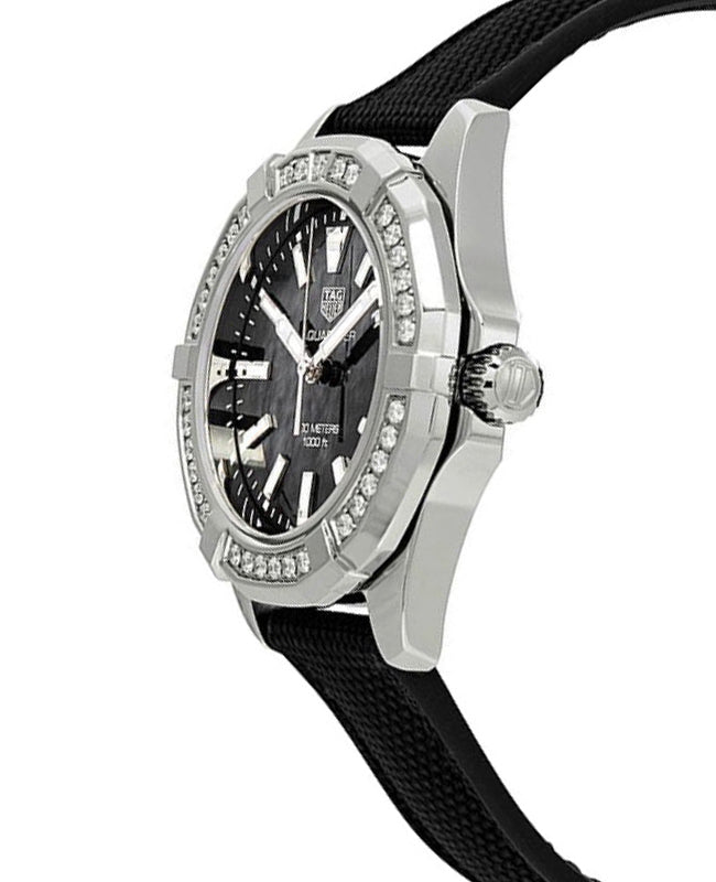  Shop Authentic Tag Heuer Aquaracer Diamonds Mother of Pearl Black Dial Black Nylon Strap Watch for Women - WAY131P.FT6092 - Luxxuri