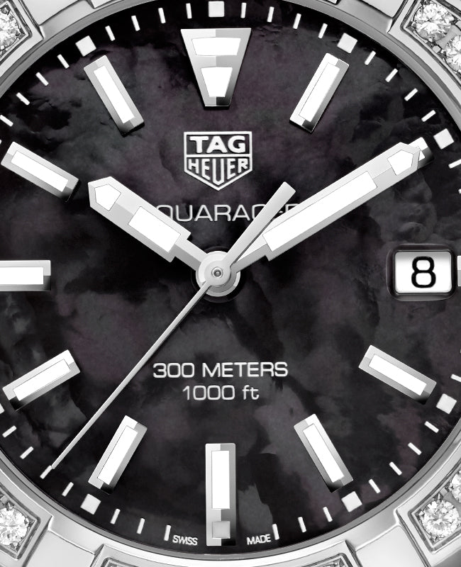  Shop Authentic Tag Heuer Aquaracer Diamonds Mother of Pearl Black Dial Black Nylon Strap Watch for Women - WAY131P.FT6092 - Luxxuri