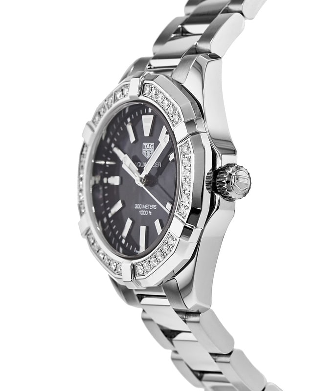  Shop Authentic Tag Heuer Aquaracer Quartz Diamonds Black Dial Silver Steel Strap Watch for Women - WAY131P.BA0748 - Luxxuri