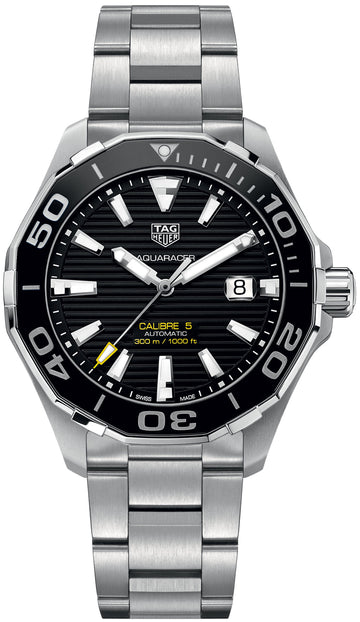  Shop Authentic Tag Heuer Aquaracer Black Dial Silver Steel Strap Strap Watch for Men - WAY201A.BA0927 - Luxxuri