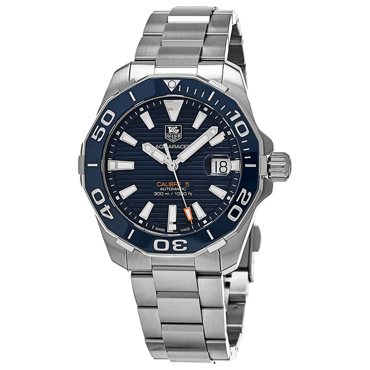  Shop Authentic Tag Heuer Aquaracer Calibre 5 Blue Dial Silver Steel Strap Watch for Men - WAY211C.BA0928 - Luxxuri