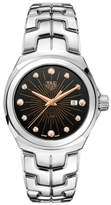  Shop Authentic Tag Heuer Link Quartz Black Dial Silver Steel Strap Watch for Women - WBC131F.BA0649 - Luxxuri