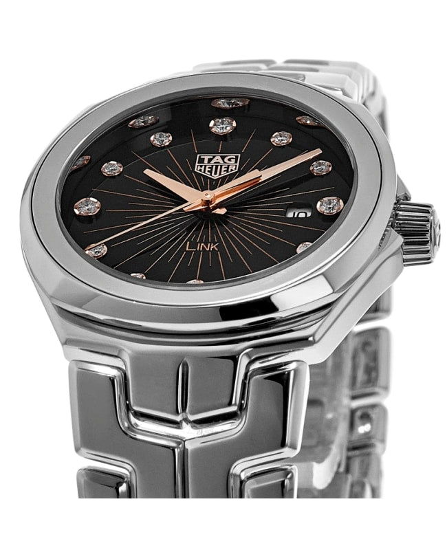 Shop Authentic Tag Heuer Link Quartz Black Dial Silver Steel Strap Watch for Women - WBC131F.BA0649 - Luxxuri