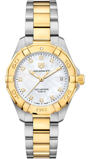  Shop Authentic Tag Heuer Aquaracer White Mother of Pearl Dial Two Tone Steel Strap Watch for Women - WBD1322.BB0320 - Luxxuri