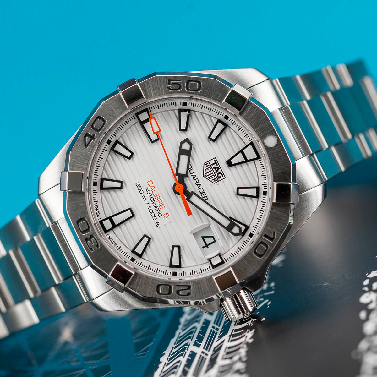  Shop Authentic Tag Heuer Aquaracer Automatic White Dial Silver Steel Strap Watch for Men - WBD2111.BA0928 - Luxxuri