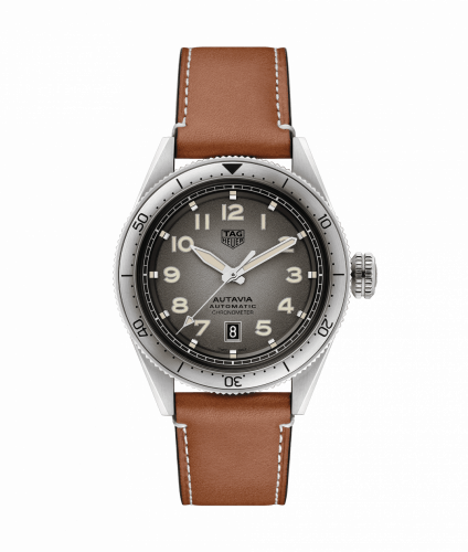  Shop Authentic Tag Heuer Autavia Isograph Grey Dial Calfskin Brown Leather Strap Watch for Men - WBE5111.FC8267 - Luxxuri