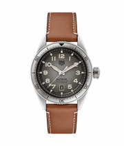  Shop Authentic Tag Heuer Autavia Isograph Grey Dial Calfskin Brown Leather Strap Watch for Men - WBE5111.FC8267 - Luxxuri