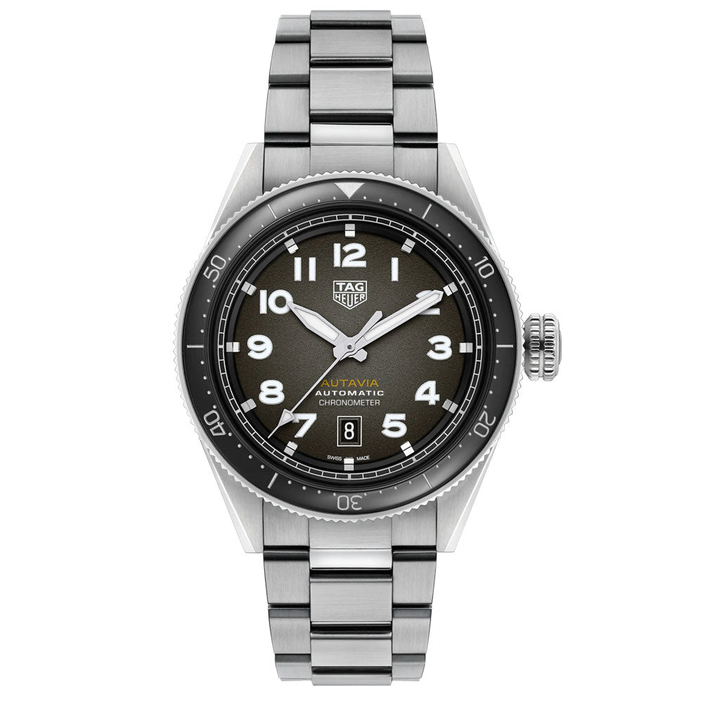  Shop Authentic Tag Heuer Autavia Automatic Grey Dial Silver Steel Strap Watch for Men - WBE5114.EB0173 - Luxxuri