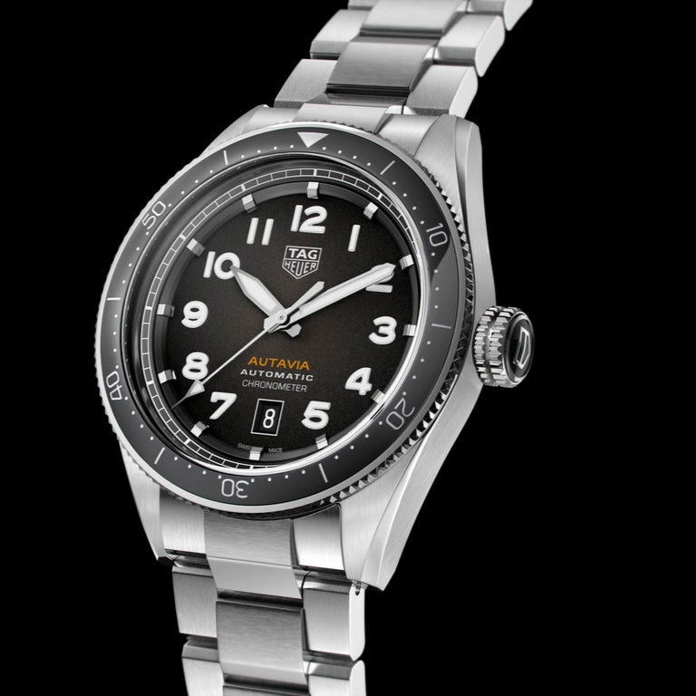  Shop Authentic Tag Heuer Autavia Automatic Grey Dial Silver Steel Strap Watch for Men - WBE5114.EB0173 - Luxxuri